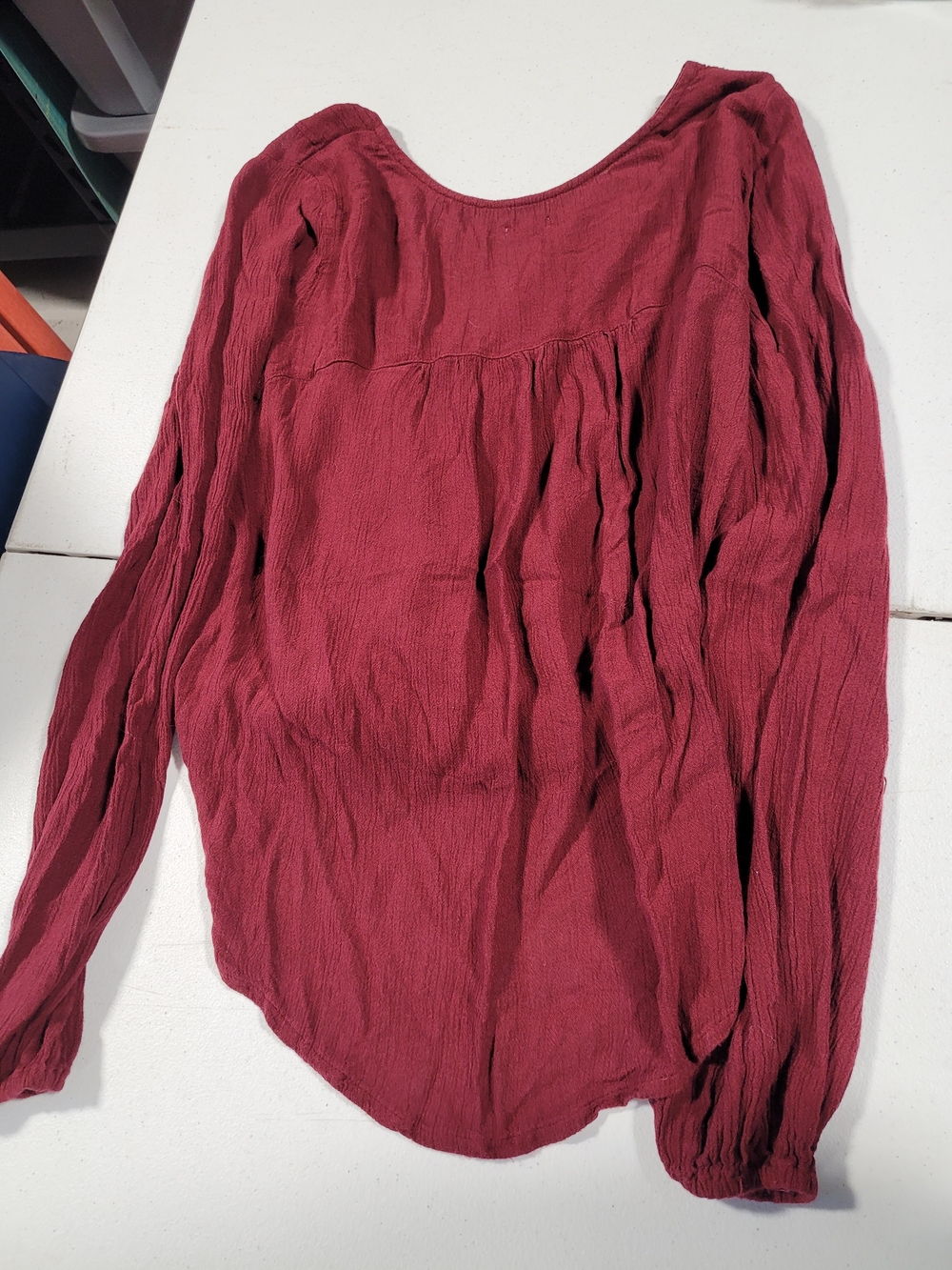 Hollister Burgundy Tie-Front Long Sleeve Tunic - Picture 3 of 3